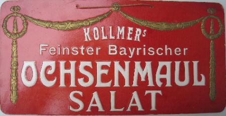 Werbetafel - Karton: Kollmer's feinster Bayrischer Ochsenmaulsalat - 196? - mge-shop