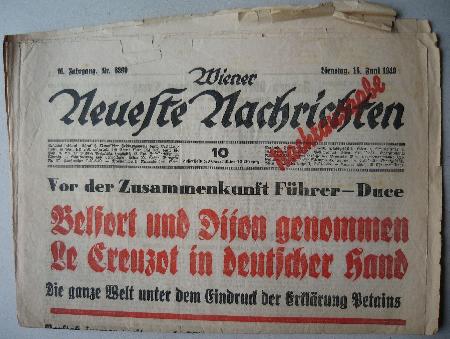 Zeitung / Zeitschrift: Wiener Neueste Nachrichten 18.06.1940 (Wiener Neueste Nachrichten) - 18.06.1940 - mge-shop