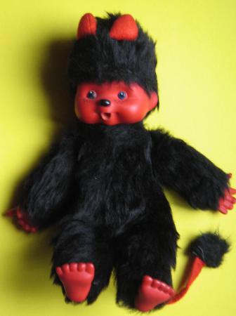 Puppen & Teddies: Teufel schwarz / rot (Monchhichi) - 1974 - mge-shop