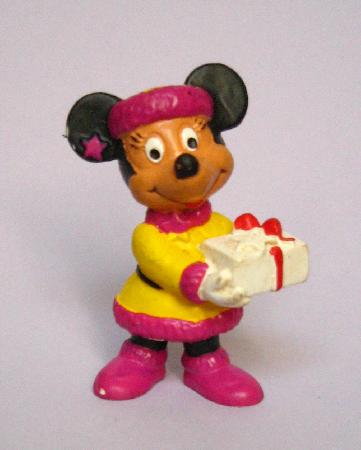 Weichplastik: Minnie Maus mit Weihnachtsgeschenk (Walt Disney) - 1985 - mge-shop