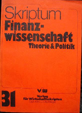 Buch: Finanzwissenschaft Theorie & Politik - 1980 - mge-shop