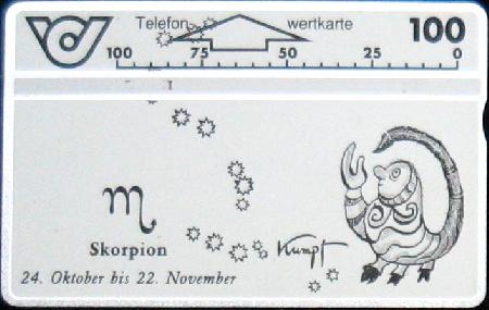 Telefonwertkarte: Sternzeichen Kumpf - Skorpion - 1994 - mge-shop